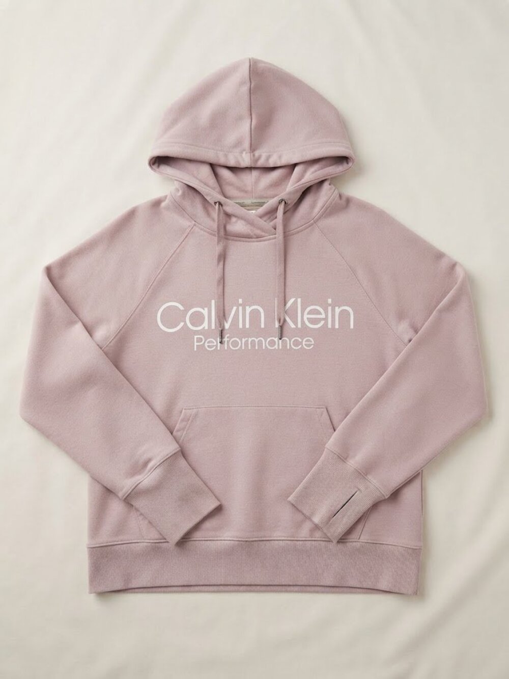 Calvin Klein Performance Pink Hoodie Thumbholes Logo Sweatshirt Medium